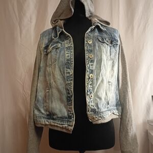 LEI Denim and Gray Hooded Jacket